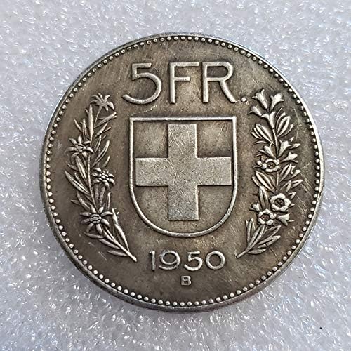 Vansp COPY COIN Nickel 1965-B שוויץ 5 פרנק-שלד-שלד הנזירה העתק זיכרון מטבע שוויצרי מטבע הובו 4