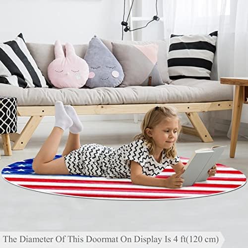 Llnsuply גודל גדול 5 מטר ילדים עגול ילדים שטיח שטיח דגל אמריקאי דגל אמריקאי כרית משתלת אדומה שטיחים