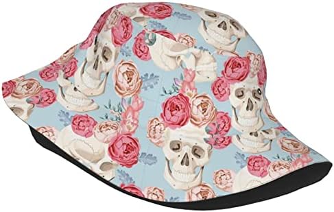 קייטי+גולגלות+נושא+מחדש כובע דלי גולגולת ורד חוף טיולי טיול דייג כובע שמש כובע כובע יוניסקס נשים