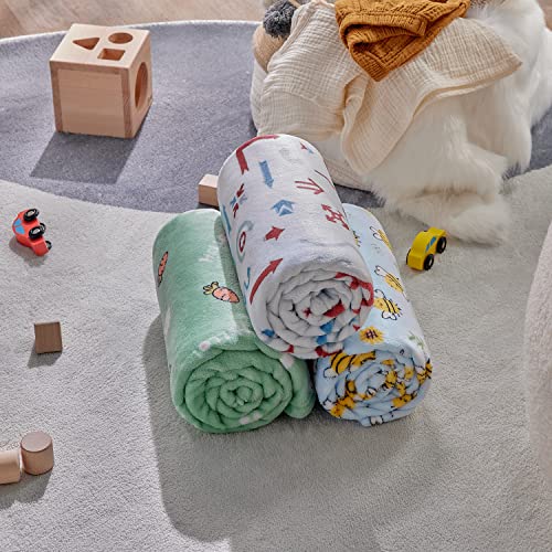 שמיכת פלאש פלאש פלאנל שמיכה לתינוקות סופר-רכה קלה, שמיכת תינוק פליס רקומה לבנים ולבנות, זריקות מיטה