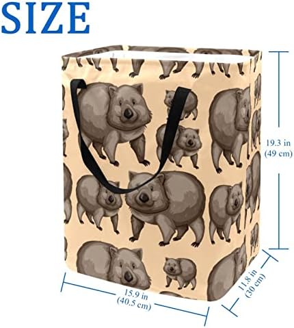 וומבאטים חמודים בעלי חיים הדפס סל כביסה מתקפל, סלי כביסה עמידים למים 60 ליטר אחסון צעצועי כביסה לחדר שינה בחדר