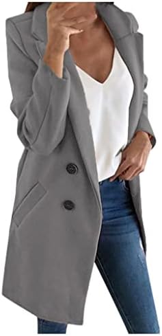 חורף מעילי נשים בסיסי חיוני טור כפתורים כפול מידי צמר תערובת אפונה מעילי 2022 בלייזר מעילי נשים חורף