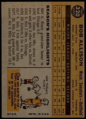 1960 Topps 320 בוב אליסון וושינגטון סנאטורים סנאטורים טובים