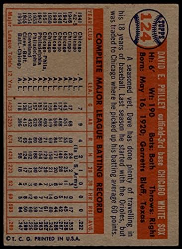 1957 Topps 124 דייב פילי שיקגו ווייט סוקס VG White Sox