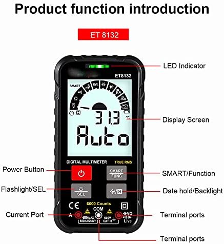 ZLXDP Multimeter Multimeter AC DC מתח זרם התנגדות מד קיבול תדר עם פנס LED