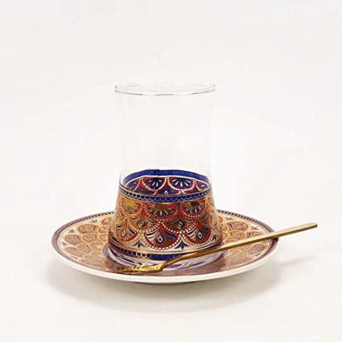 בית דודונה כוס קפה כוס כוס זכוכית כוסית פרחים טורקית טורקית