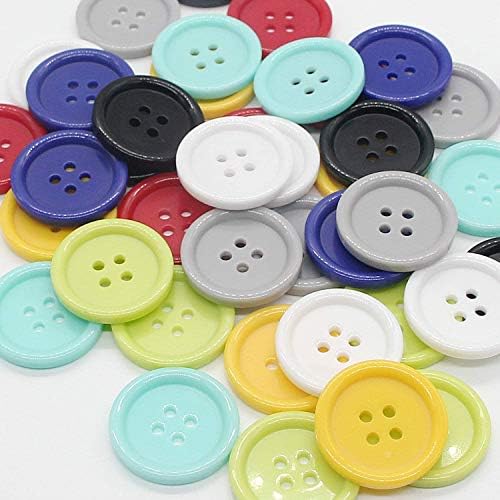 תפירה 1 אינץ 'כפתורי שרף שטוחים למלאכת DIY 8 צבעים מרובי חבילה של שכבון 80pc