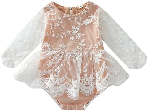 תינוקת יילוד תינוקת תינוקת סתיו חורף שמלת רומפר לבן בז 'בוהו תחרה פרחונית פעוטות פעוטות שרוול ארוך