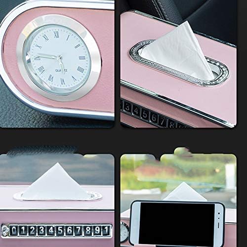 תיבת רקמות שעון רכב של JYDQM, קופסת רקמות עם לוחית מספר טלפון נייד, תיבת רקמות רב -פונקציונלית יצירתית