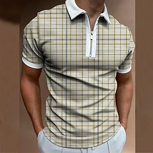 חולצות פולו קיץ של Ruiruilico חולצות שרוולים קצרים חולצות טי מזדמנים רוכסן רוכסן כושר נינוח הדפסי תלת מימד