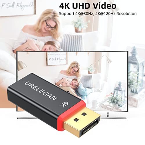 UreLegan DisplayPort למתאם HDMI 4K UHD 1-חבילה, יציאת תצוגה לממיר HDMI ממיר אלומיניום תמיכה