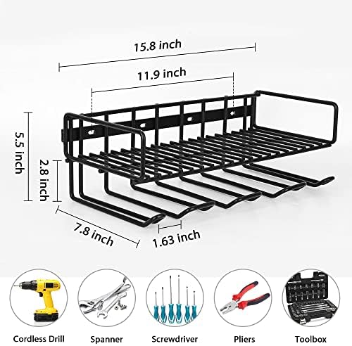מארגן כלי הכוח של Heavir - קיר Mount Dirll מחזיק מתלה, מדף כלי מתכת כבד למתכת כבד לכלי אלחוטי, עיצוב פלדה