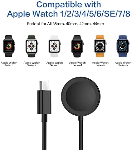 כבל מטען של USB C Chock תואם לסדרת Apple Watch SE2/8/7/6/5/4/3/2/2/1/SE, מטען מכוניות שעון מגנטי תואם