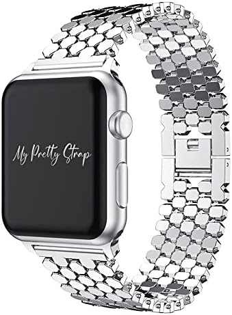 רצועת הדבש היפה שלי תואמת ל- Apple Watch 38/40/41 ממ או 42/44/45/49 ממ, זהב מתכת נירוסטה לנשים