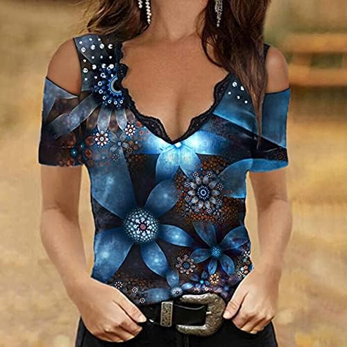 Extensor Camisa de Moda 2023 Para Mujer, Blusa Tops Floral Tops Camiseta de Manga Corta Con Cuello en V, Blusas