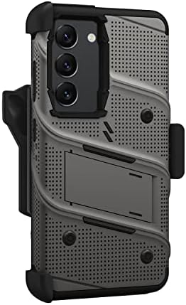 צרור Zizo Bolt עבור Galaxy S23 Case עם שרוך הנרתיק של מגן מסך קיק -עמדות - אקדח אפר אפור