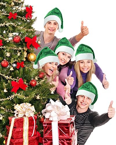 6 יחידות קטיפה חג המולד סנטה כובעי קצר קטיפה קלאוס כובע עם מרופד יוניסקס קטיפה נוחות חג המולד כובע לעבות
