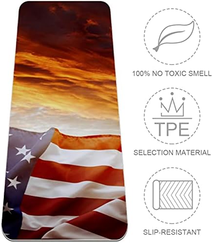 מזרן יוגה מאמקול דגל אמריקאי מול שמיים בהירים מחצלת תרגיל כושר החלקה ידידותית לסביבה לפילאטיס ותרגילי רצפה