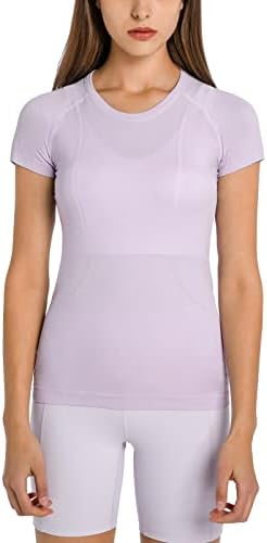 אלטילנד חלק חלקה חולצות T לנשים, צמרות יוגה עם שרוול קצר נשימה, חולצות כושר אתלטיות