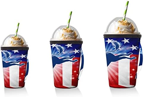 דגל אמריקאי לשימוש חוזר של שרוול קפה קרות קפה קרה קואוז'ס תואם £ ¬ דונקי שרוול עם מכונת ידית רחיצה לרוב