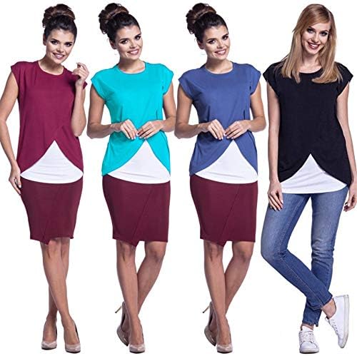 נשים של יולדות סיעוד חולצות קצר שרוול הנקה חולצות צבע התאמת יולדות סיעוד חולצה