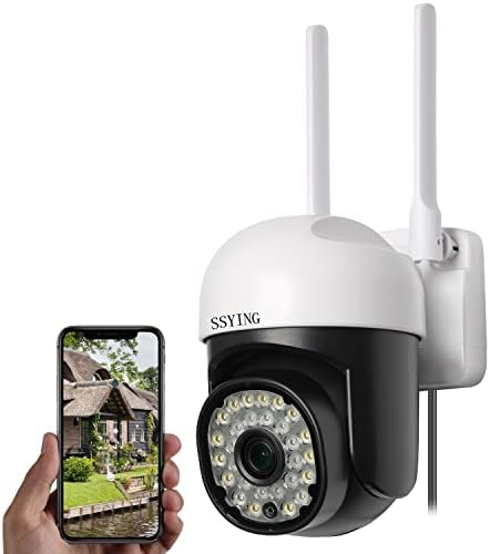 מצלמות אבטחה WiFi חיצוניות של SSISING, מצלמות מעקב של כיפת HD 360 מעלות, מצלמת PTZ אבטחת שמע דו כיוונית,