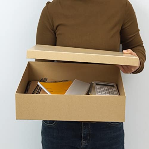 קופסאות אחסון נייר קראפט עם מכסים למסמכים-סט של 3 קופסאות מזכרת: מיכלי אחסון תמונות מקרטון דקורטיביים, קופסאות