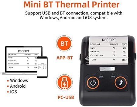 נייד קבלת מדפסת 58 ממ תרמית מדפסת נייד קופה מדפסת חיבור תואם עם חלונות אנדרואיד