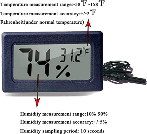 2 מארז מיני מדדי לחות מדחום מד עם בדיקה מקורה לחות טמפרטורת מד תצוגת פרנהייט עבור מכשירי לחות, חממה, גינה,
