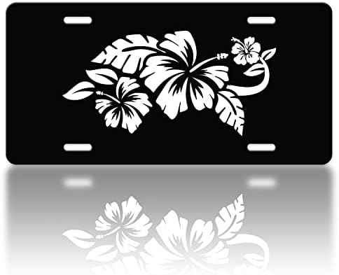 לוחית הרישוי של פרח היביסקוס כיסוי לוחית הרישוי של הוואי לוחית נירוסטה מצחיקה לקישוט רכב תג יהירות ארהב לארהב קנדה