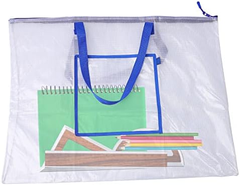 תיק האמנות של Sewroro תיק ארטפוליו ברור PVC שקית אחסון פוסטר עם רוכסן וידית עמידות בפני מים שקית