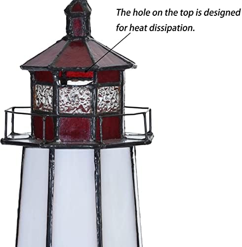 בייה ל10770 מגדלור פוינט של פגי בסגנון טיפאני ויטראז ' מבטא מנורת שולחן מנורת לילה, בגובה 12 אינץ