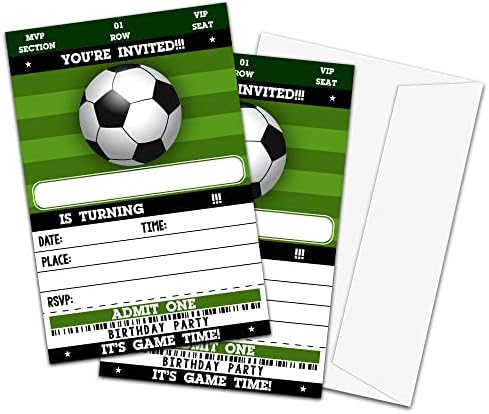 הזמנת כרטיס כדורגל Tiofuno, הזמנות למסיבת יום הולדת, 20 כרטיסי הזמנה למילוי עם מעטפות B10