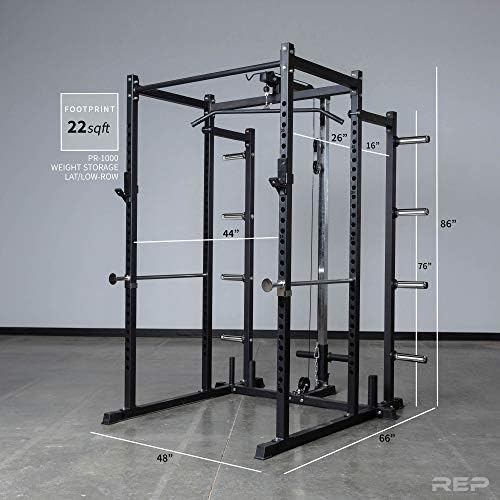 REP Fitness Power Rack-PR-1000-מוטות משיכה כפולים, זקיקים ממוספרים, 1000 קילוגרמים מדורגים ושדרוגים