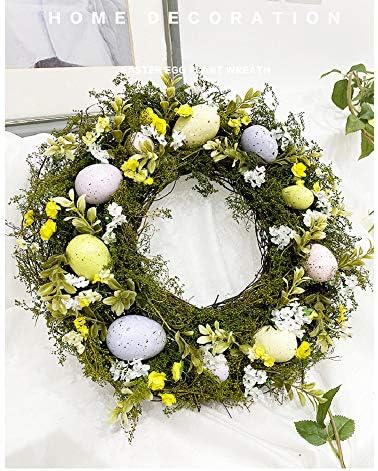 Bellapunk ביצי פסחא ארנבות זר דלת קדוש עיצוב הבית קש טבעי Rattan פרחים מלאכותיים זר ארנב לקישוטים למסיבות חלונות