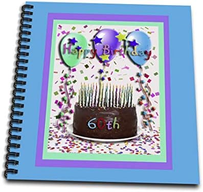 3drose db_20206_3 יום הולדת שמח עוגת שוקולד 60 - מיני פנקס, 4 על 4
