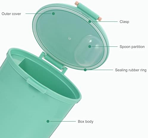 2 יחידות חיצוני חטיף סקופ ירוק גדול מתקן עבור מיני אחסון תינוק עם חלב אבקת מכסים קיבולת מיכל פלסטיק