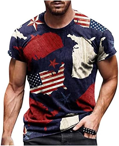 חולצות טי פטריוטיות של תספיקת חולצות דגל אמריקאי צוות מודפס צוואר צוואר שרוול קצר חולצות טיול 4 ביולי