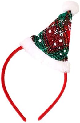 2 יחידות חג המולד כובע בגימור גליטר סנטה כובע שיער חישוק שדון כובע פאייטים שיער להקת חג המולד
