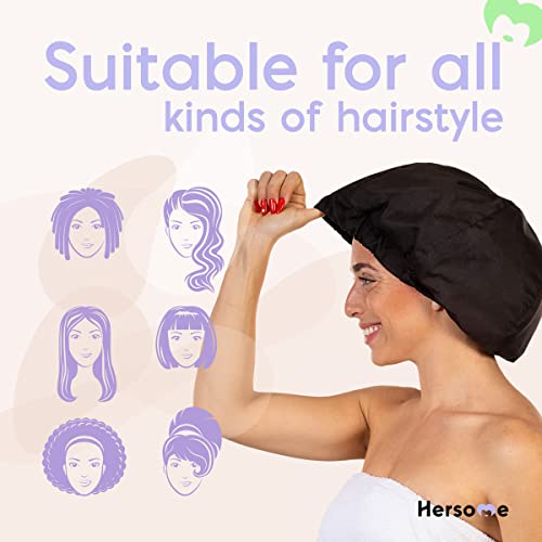 2 כובעי מקלחת פרימיום לנשים - 500+ מקלחות, אטומות למים, דו צדדיות, לשיער ארוך ונהדר לתלתלים