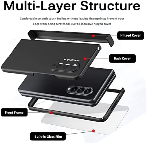 Miimall תואם ל- Samsung Galaxy Z Cold 4 Case עם ציר, פגוש מחשב קשיח דק במיוחד, כל כלול נוגדי טיפות חינם