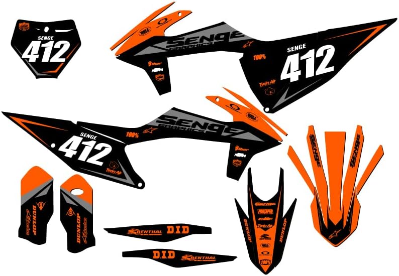 2019-2022 SXF Binary Orange Senge Graphics ערכה שלמה עם Rider I.D. תואם ל- KTM