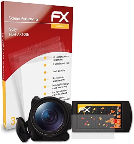 מגן מסך Atfolix התואם לסרט הגנת המסך של Sony FDR-AX100E, סרט מגן FX אנטי-רפלקטיבי וסופג זעזועים