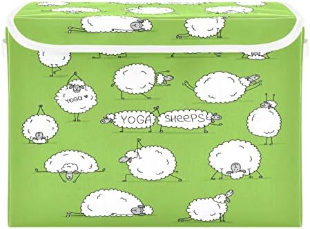 Krafig Animal כבשים מצחיקות קופסת אחסון מתקפלת קופסת מארגן קובייה גדולה פחים סלי מכולות דקורטיביים