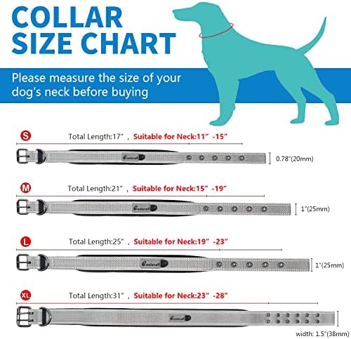 צווארון כלבים של Coolsnail, צווארוני ניילון עמידים עם ניאופרן רך מתכוונן מרופד, צווארון חיות מחמד כבד משקף עם