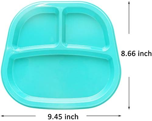 מגש ילדי פלסטיק מחולק של יאנג-תאים צעיר 3, 3 צלחות תא, סט של 9