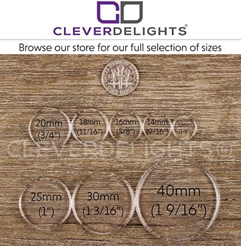 Cleverdelights 18 ממ אריחי זכוכית שטוחים עגולים - 50 חבילה - אריחי זכוכית שטוחים צלולים