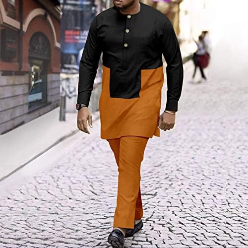 אימונית גברים אפריקאי בגדי סט דאשיקי חולצות ואנקרה מכנסיים בתוספת גודל מזדמן סט ארוך שרוול חולצות חולצה