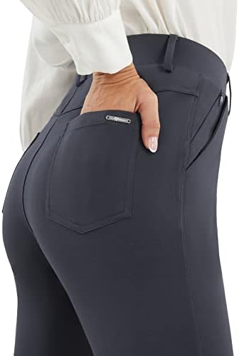 מכנסי שמלת יוגה לנשים של אפיטנה מכנסי עבודה נמתחים ישר מכנסי עסקים במשרד מזדמן עם כיסי רוכס
