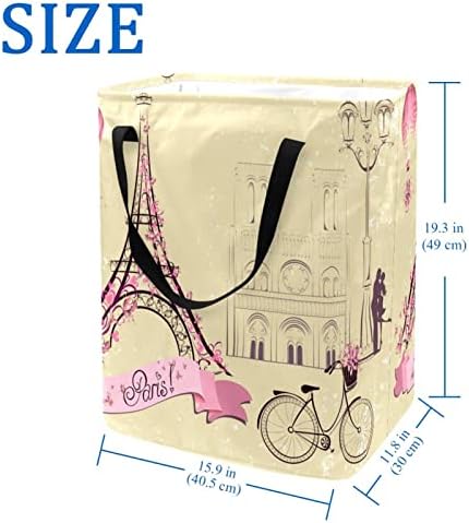 פריז מגדל אייפל הדפסת סל כביסה מתקפל, 60 ליטר עמיד למים סלי כביסה סל כביסה בגדי צעצועי אחסון עבור במעונות